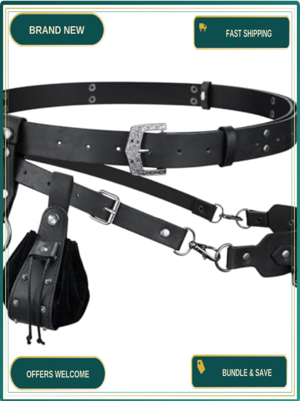 Medieval Alchemy Belt Set Faux Leather Glass Potion Vials Renaissance Costume